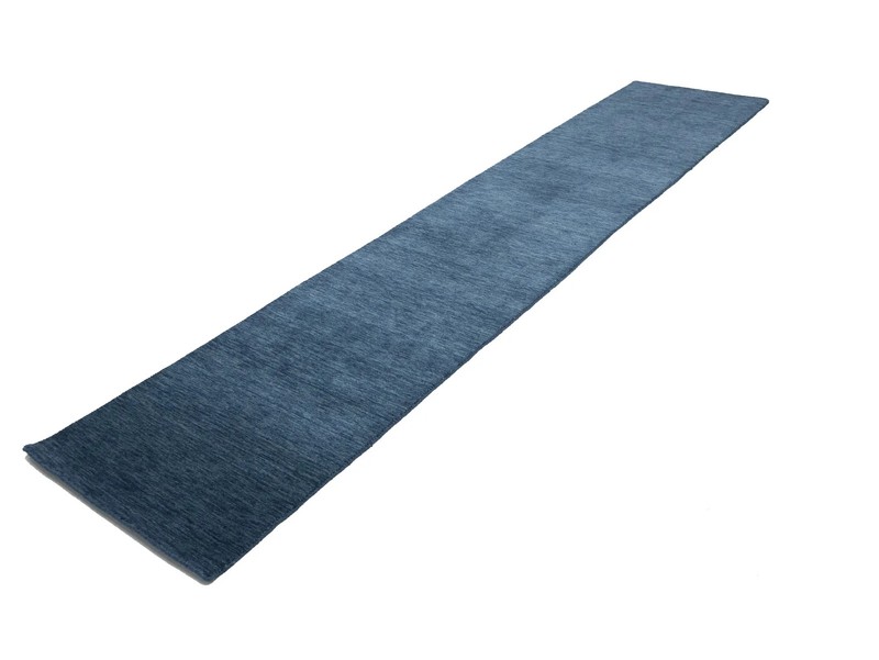 Steel Blue Solid Design Hand-Loomed 3X12 Gabbeh Wool Runner Rug Oriental Carpet gallery