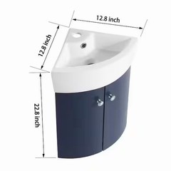 Wall Mounted Corner Single Bathroom Vanity New ARTCHIRLY With Ceramic Vanity Top