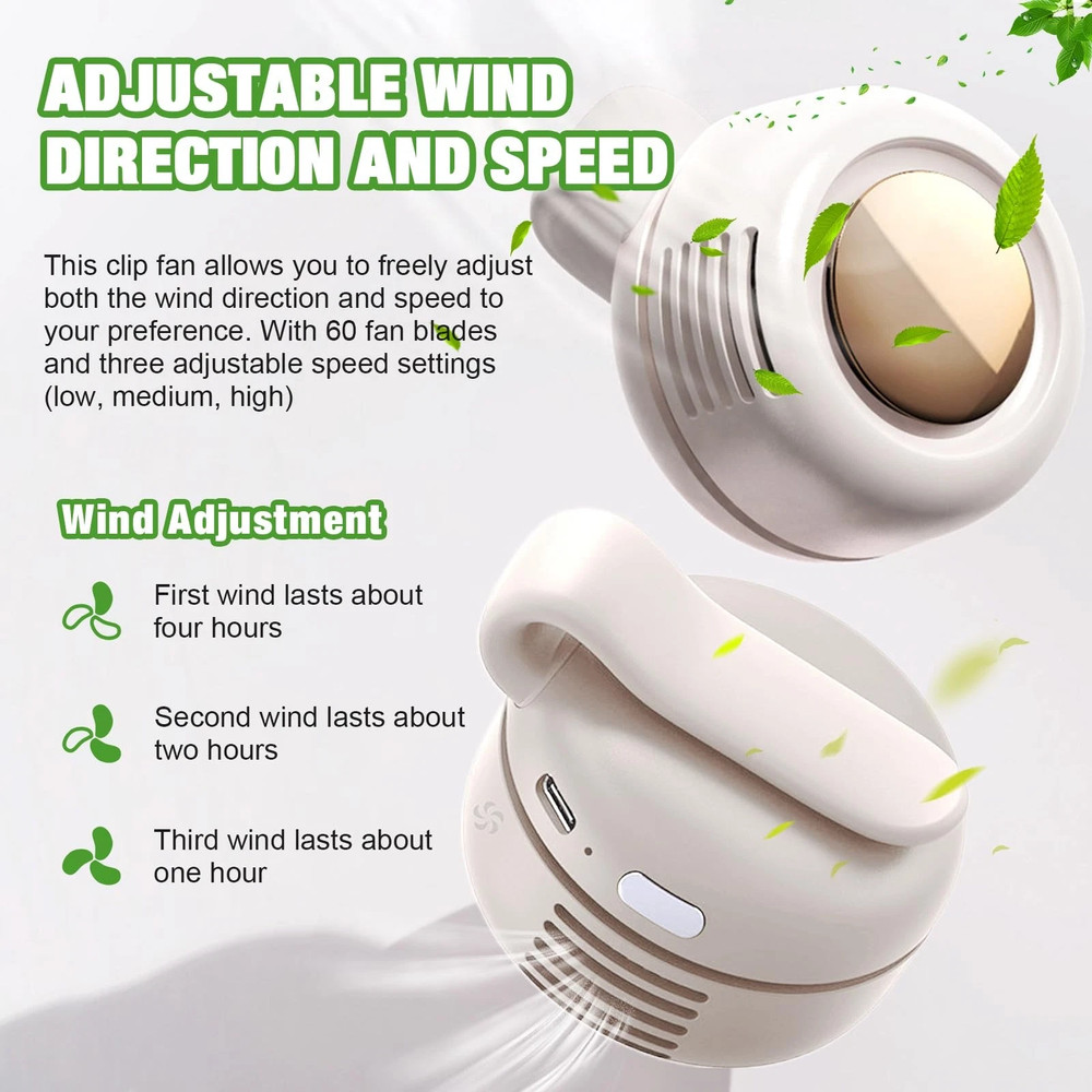 Portable Silent Mini Bladeless USB Electric Fan Small fan Clip on Shirt Waist