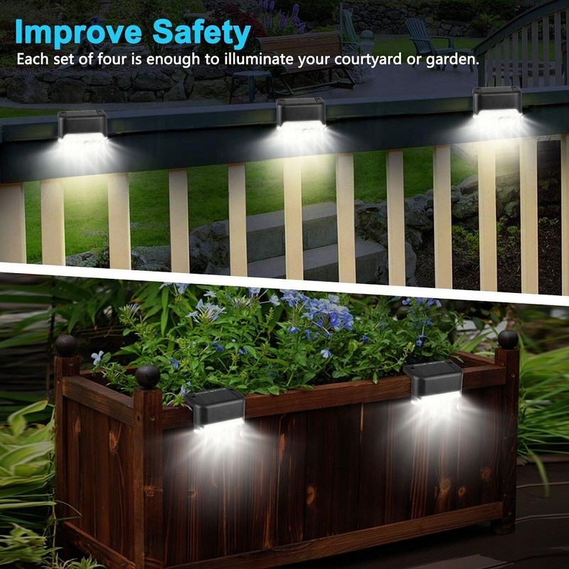 8 Pack New Solar Deck Lights Outdoor Waterproof LED Steps Lamps For Stairs Fence gallery