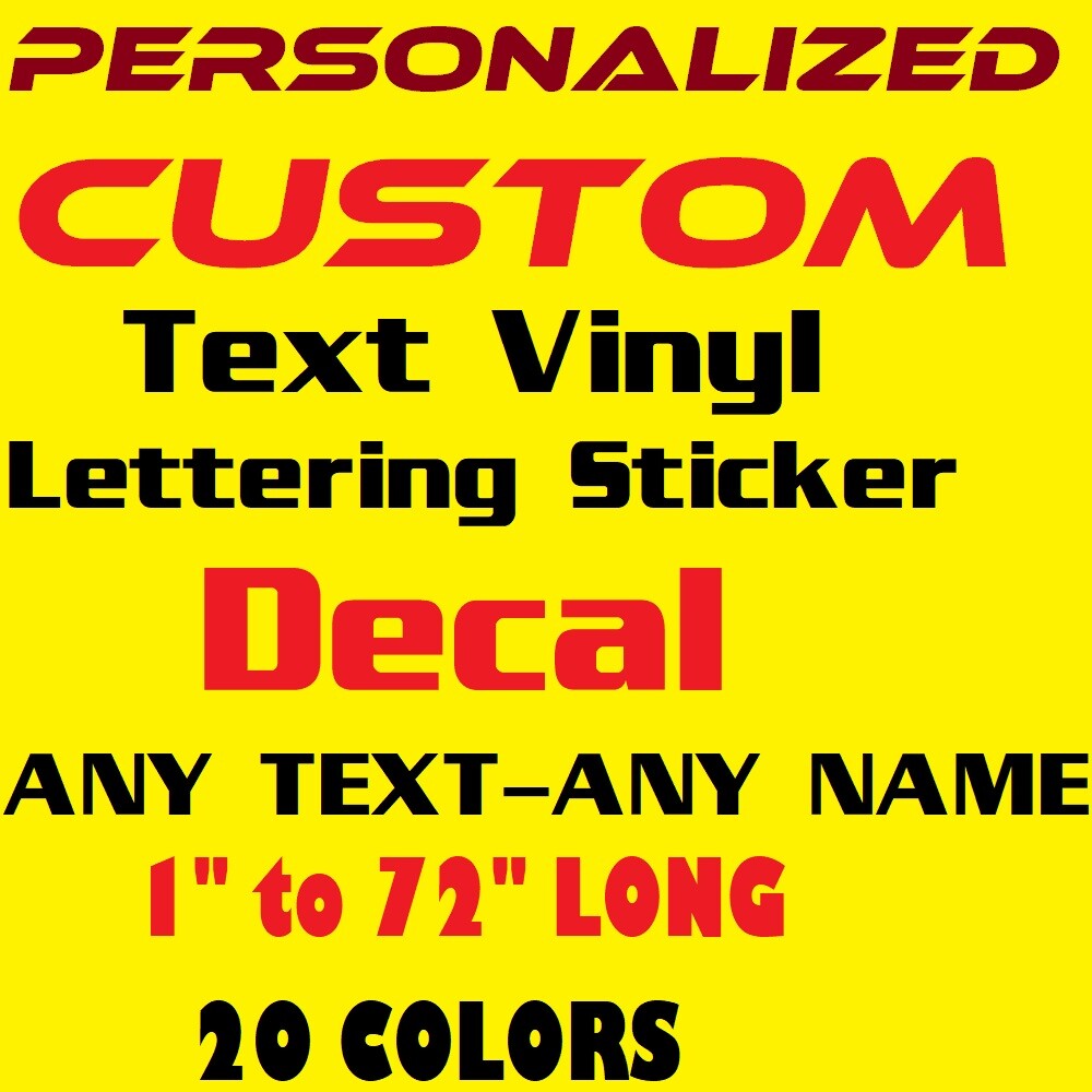 Personalized Custom Text Vinyl Lettering Sticker Decal, ANY TEXT - ANY NAME - [4 gallery
