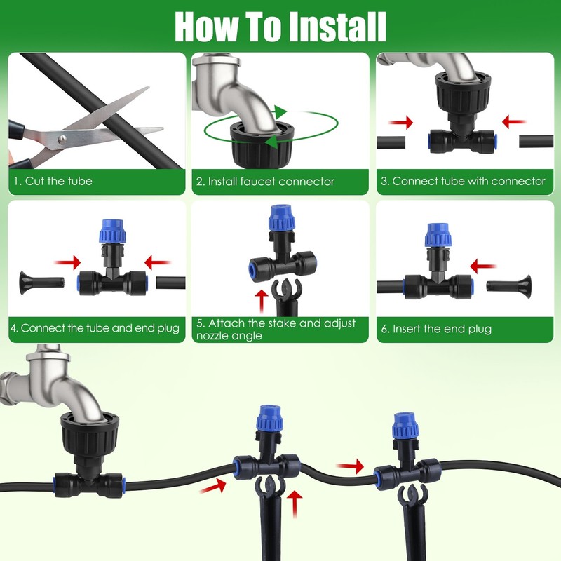 75FT Mist Drip Irrigation System Garden Lawn Flower Automatic Watering System US gallery