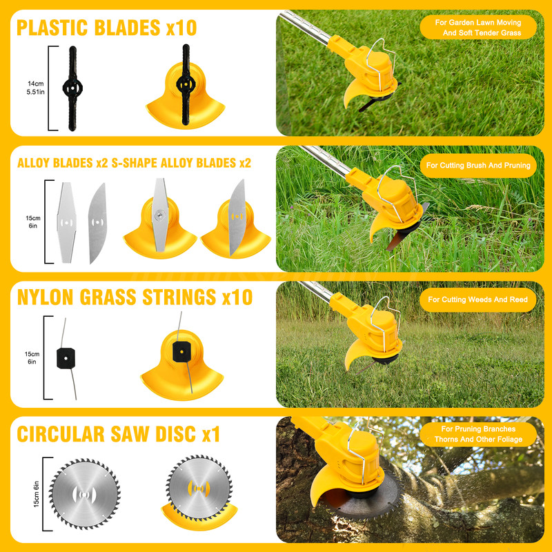 Electric Cordless Grass String Trimmer Lawn Edger Weed Wacker Cutter + 2 Battery gallery