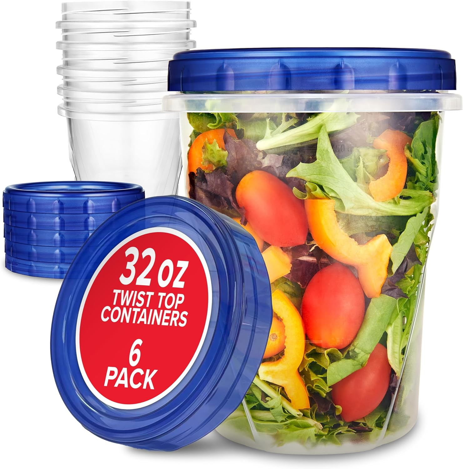 Stock Your Home 32Oz Plastic Containers with Twist Top Lids (6 Pack), Quart Free gallery