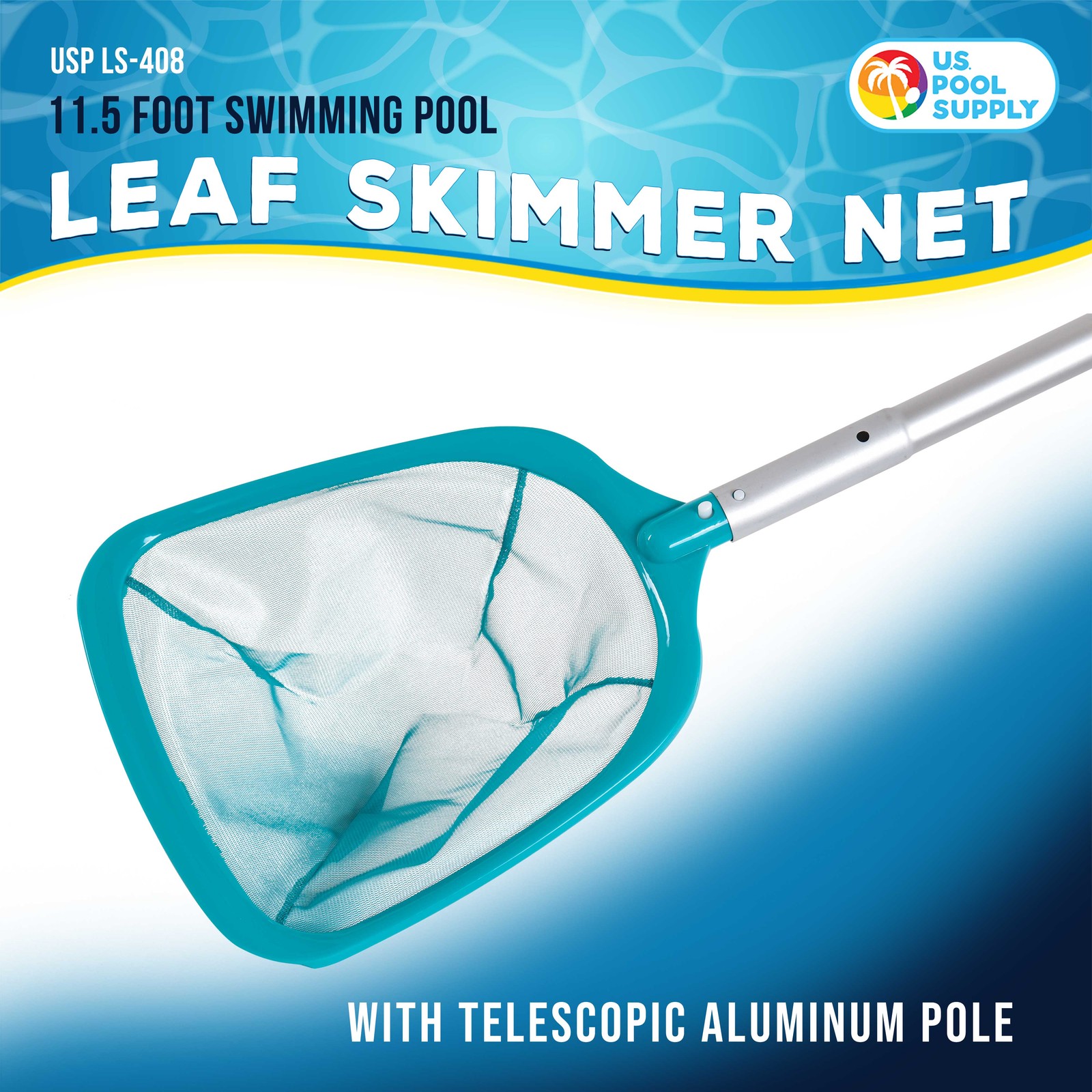 11.5 Ft Swimming Pool Leaf Skimmer Net, Telescopic Aluminum Pole, 6" Fine Mesh gallery