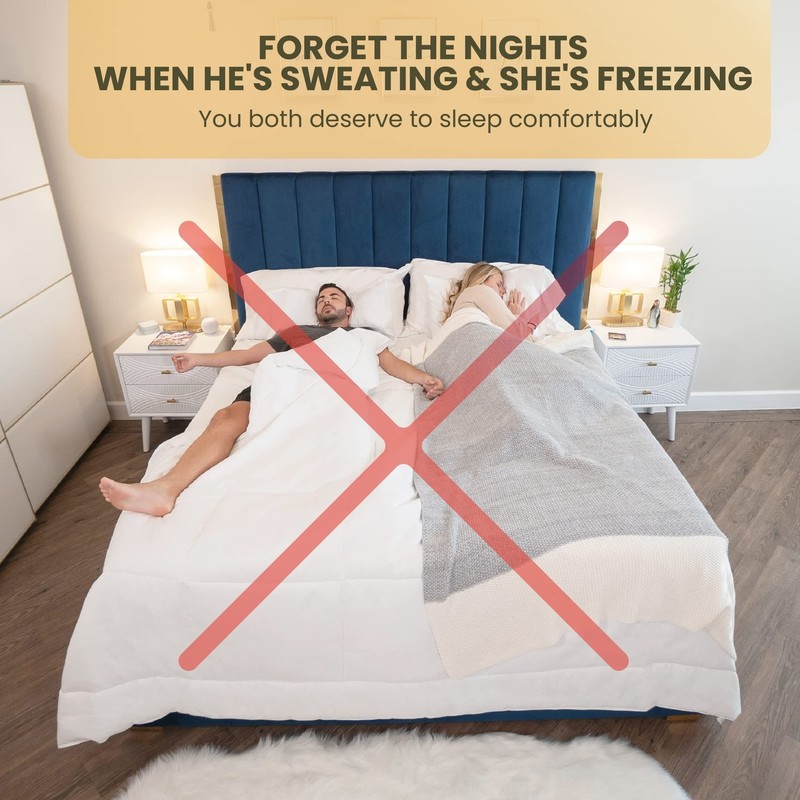 Kömforte Microfiber Dual Zone Comforter, His and Hers Blankets for Couples, C... gallery