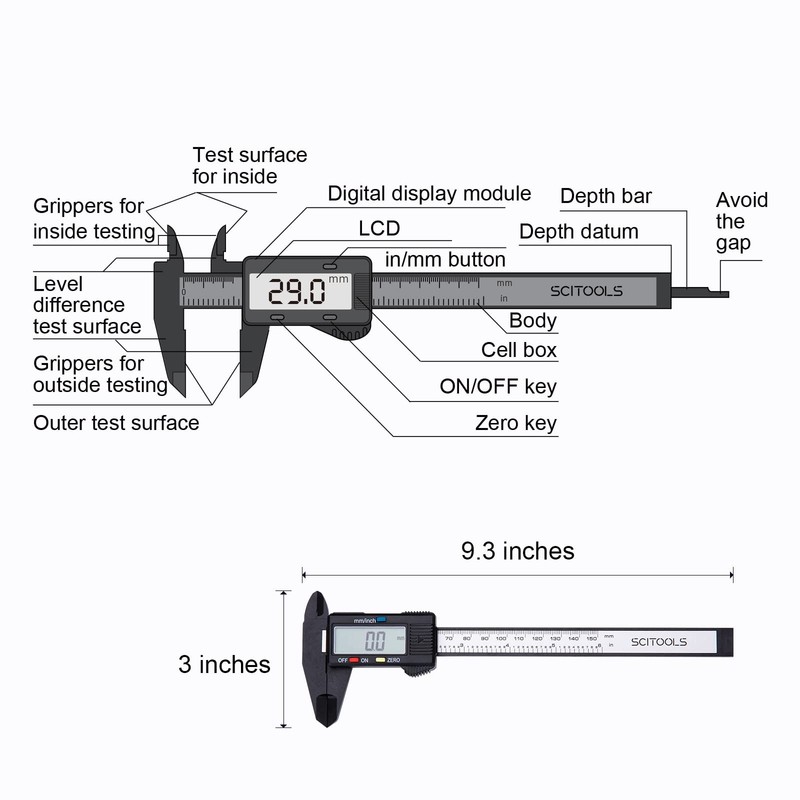 Digital Caliper 0-6" Measuring Tool, Micrometer Caliper with Auto-Off Feature... gallery