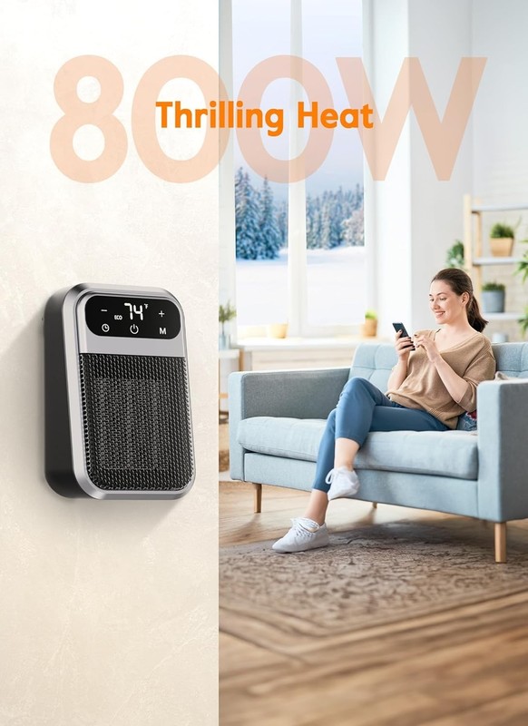 Small Plug In Heater, Digital Display Bathroom Heaters for Indoor Use, 800W C... gallery