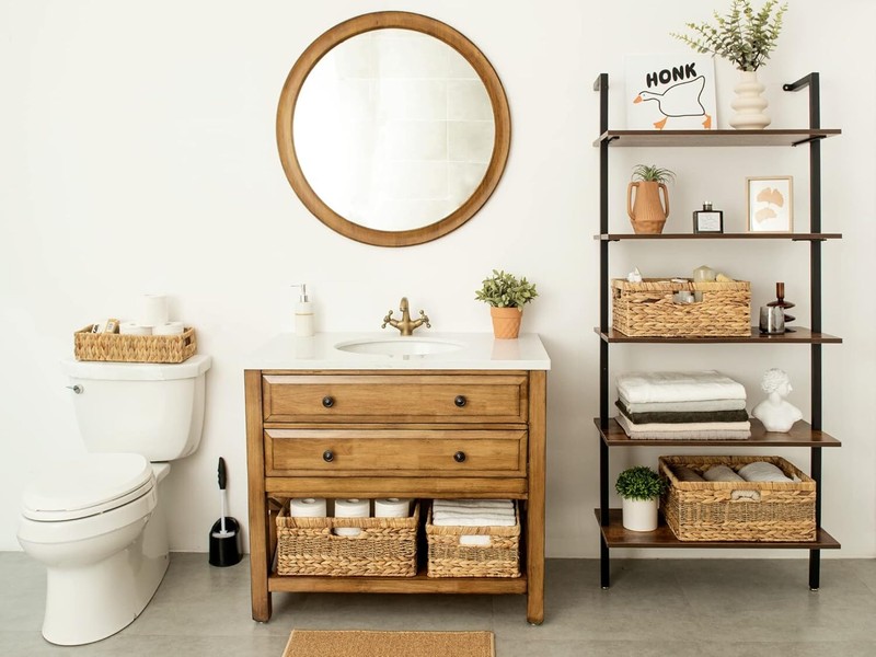Rectangular Wicker Basket, Storage Basket with Built-In Handles, 1 Piece gallery