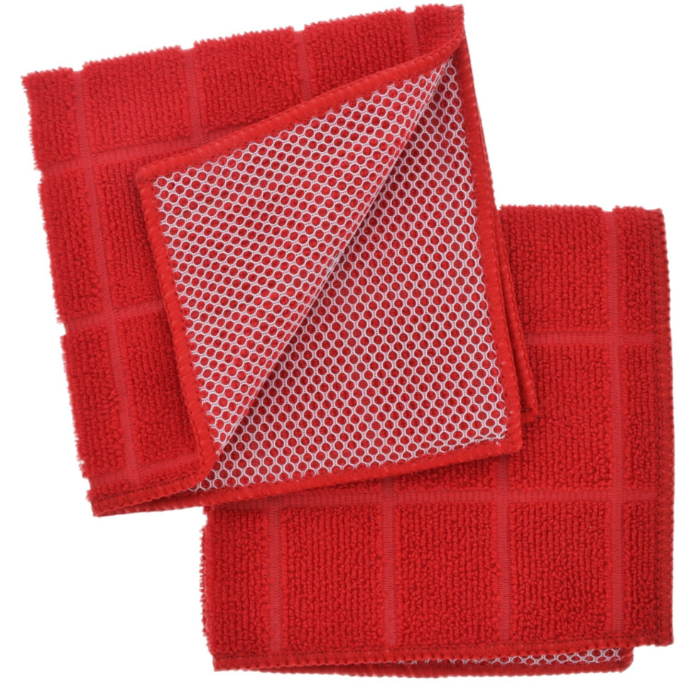 Home Collection Dish Cloth Microfiber Scrubbers Window Pane Pattern ~ Red gallery