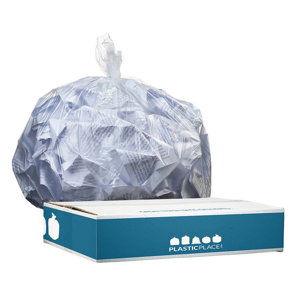 Plasticplace 12-16 Gallon High Density Trash Bags - Clear, case of 1000 bags gallery
