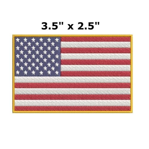 AMERICAN FLAG PATCH embroidered iron-on GOLD BORDER USA US United States QUALITY gallery