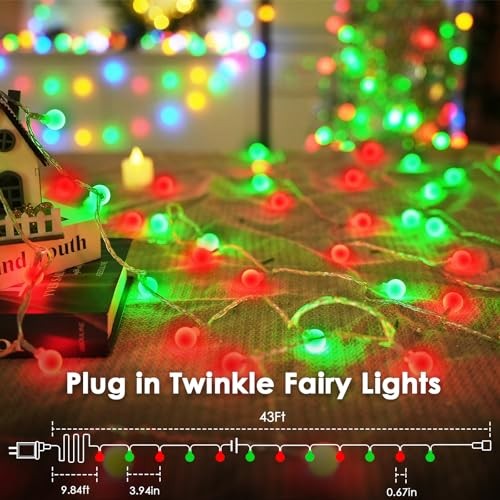 43FT 100LED Connectable Christmas Globe String Lights Indoor Outdoor - Red and gallery