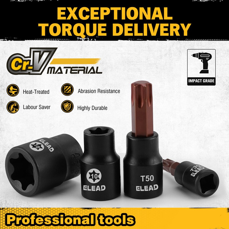 31PC Torx Bit Socket Set T8-T70 & E-Torx E4-E24 S2 Alloy Steel Star Premium CR-V gallery