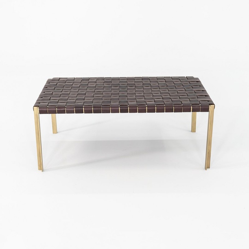 2020s Gratz / Laverne TG-18 Small Bench in Bronze and Brown Leather 27x44 Inches gallery