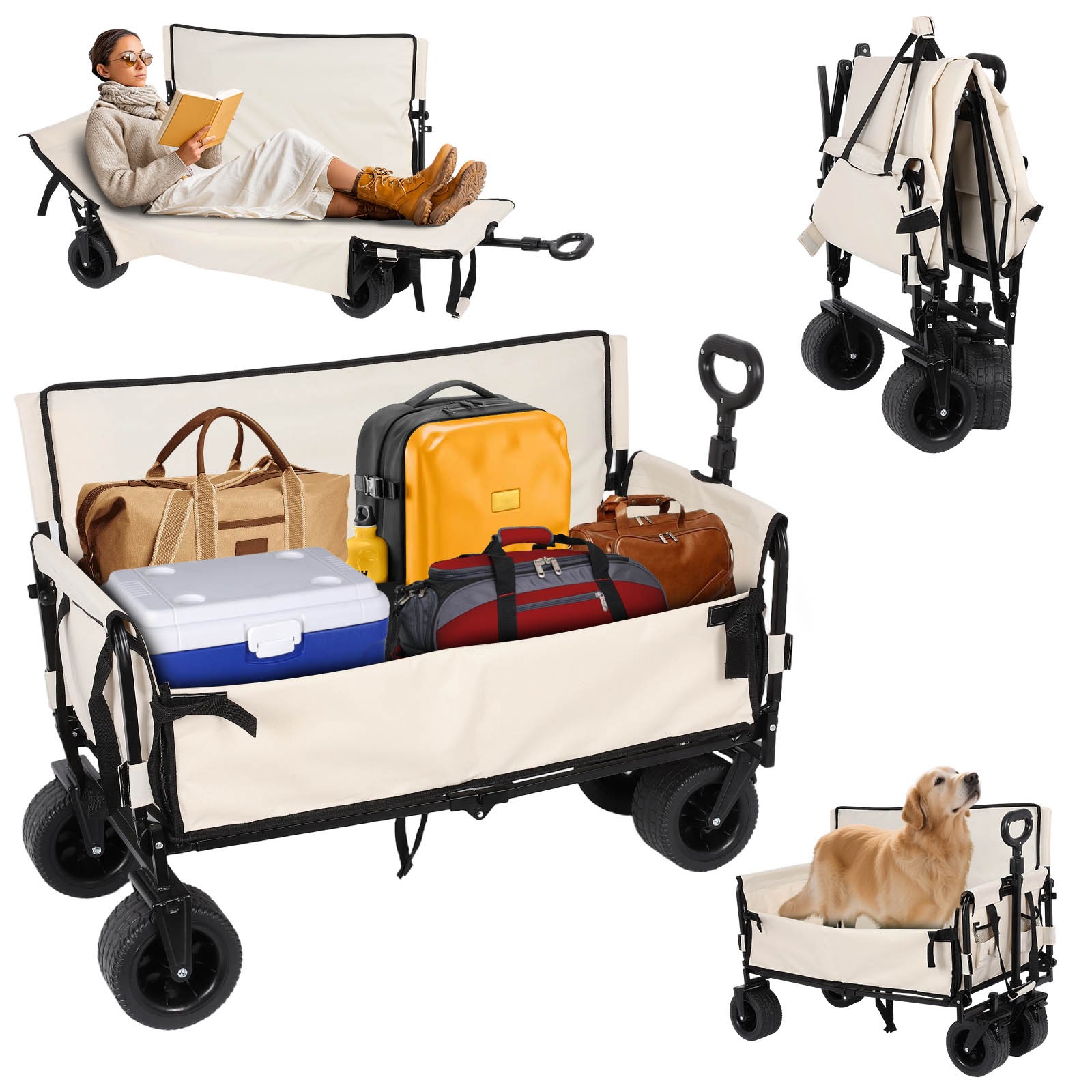 550LBS Collapsible Folding Wagon, Multi-functional Sofa Seat Reclining Camping gallery