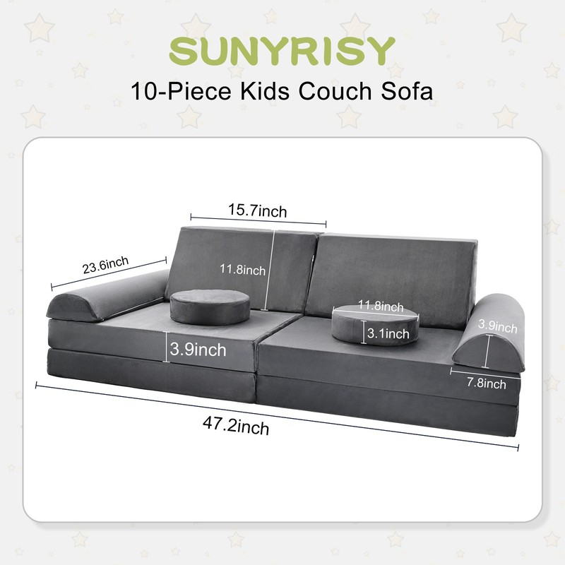Gray Modular Kids Sofa Set Soft Safe Combination Couch for Playroom Bedroom gallery