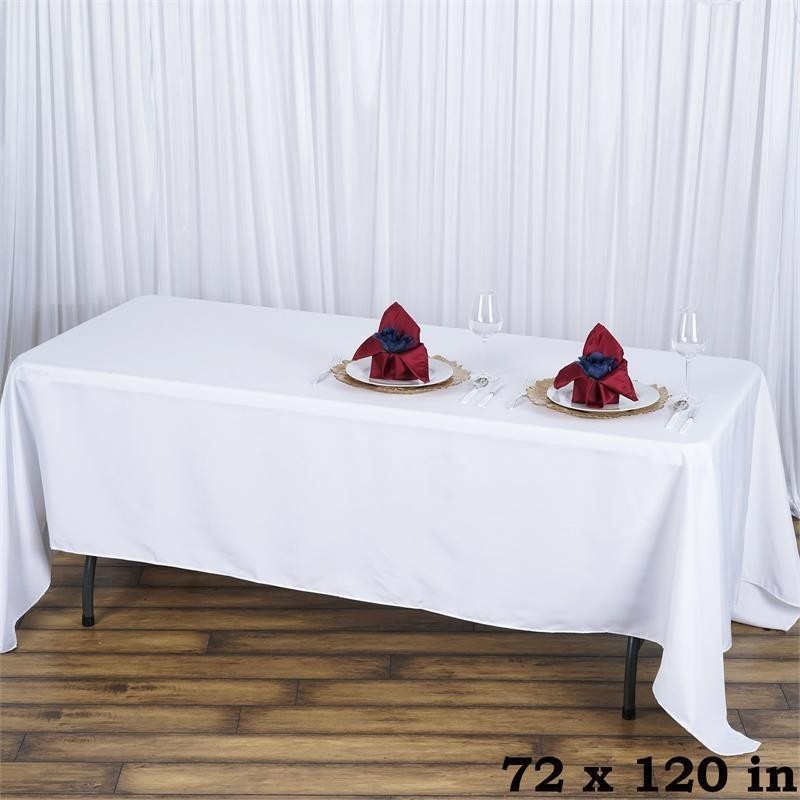 72x120" White PREMIUM RECTANGLE Polyester TABLECLOTH Catering Linens Home SALE gallery