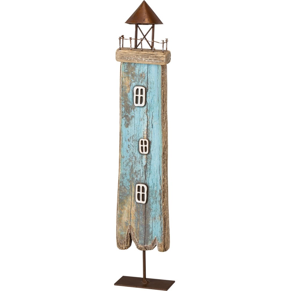 Primitives by Kathy Rustic Lighthouse Sitter Wood Beach House Decor Coastal Blue