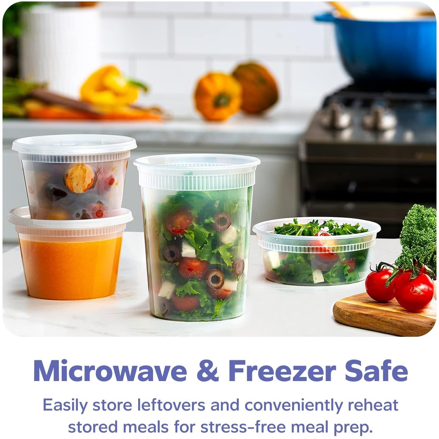 Food Storage Containers with Lids - 48 Pack, 8oz, 16oz, 32oz - Meal Prep & Freez gallery