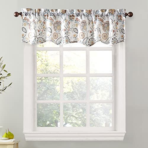 Signy Jacobean Pattern Semi-Sheer 54"W x 14"L (Pack of 1) White Traditional gallery