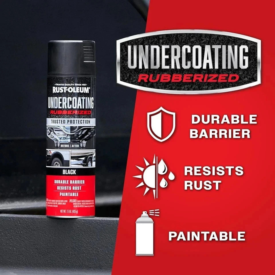 Rust-Oleum 248657-6PK Stops Rust Undercoating Spray, 15 oz, Rubberized Black, 6 gallery