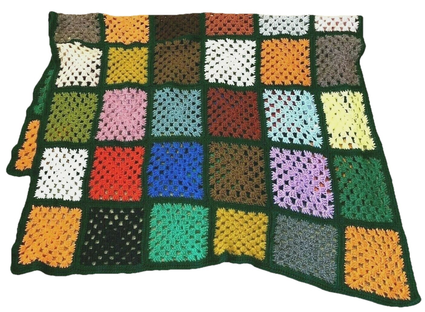 Granny Square Handmade Sofa Throw Afghan Jewel Tone Couch Crochet Fall Autumn gallery
