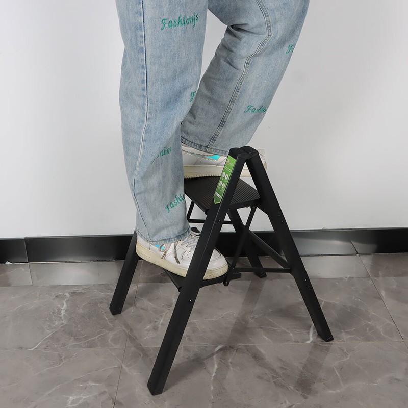 Portable 2 Step Black Ladder Folding Safety Non Slip Small Stool Ladders gallery