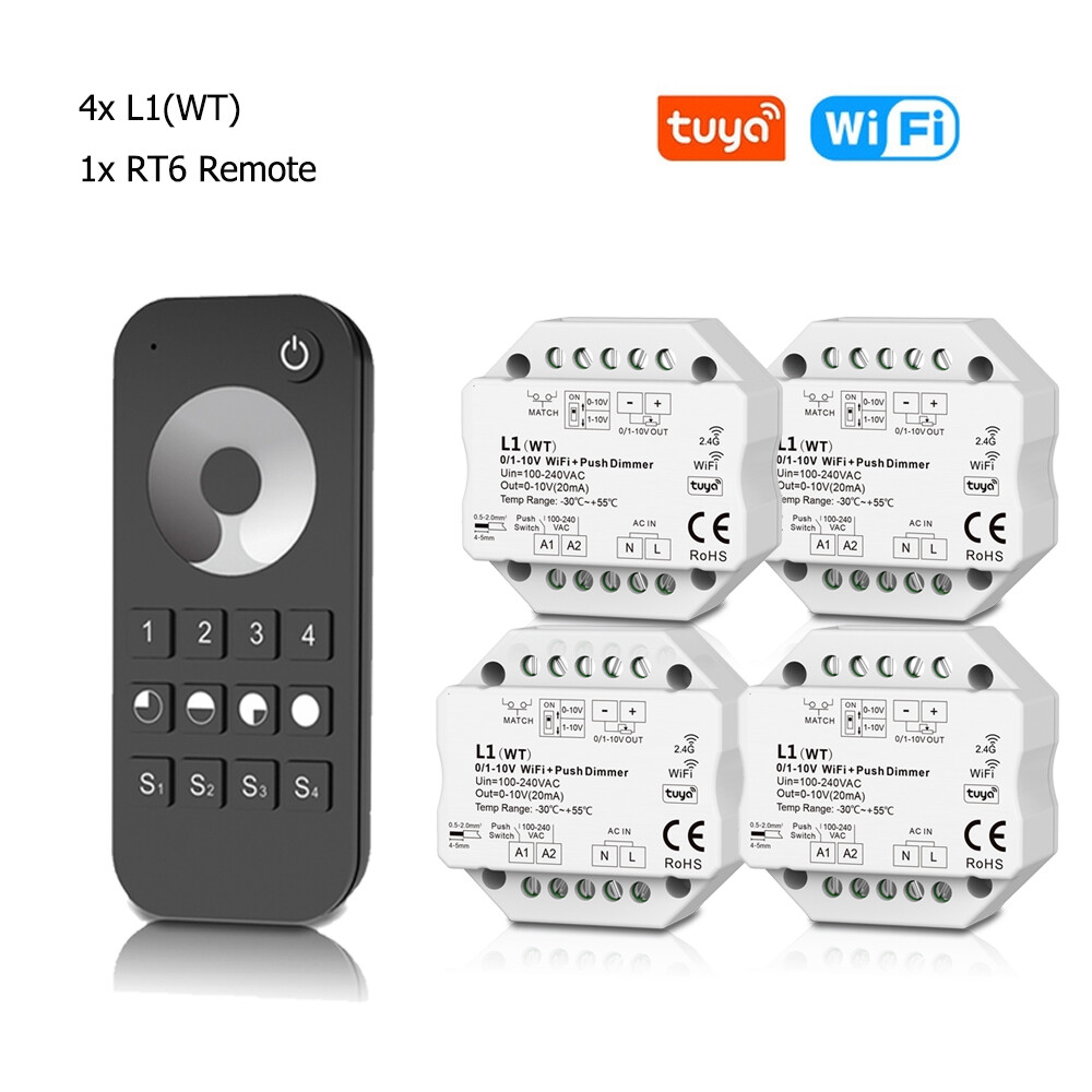 0-10V Smart Life WiFi LED Dimmer Controller Push Switch+RF 4 zone Remote f Alexa gallery
