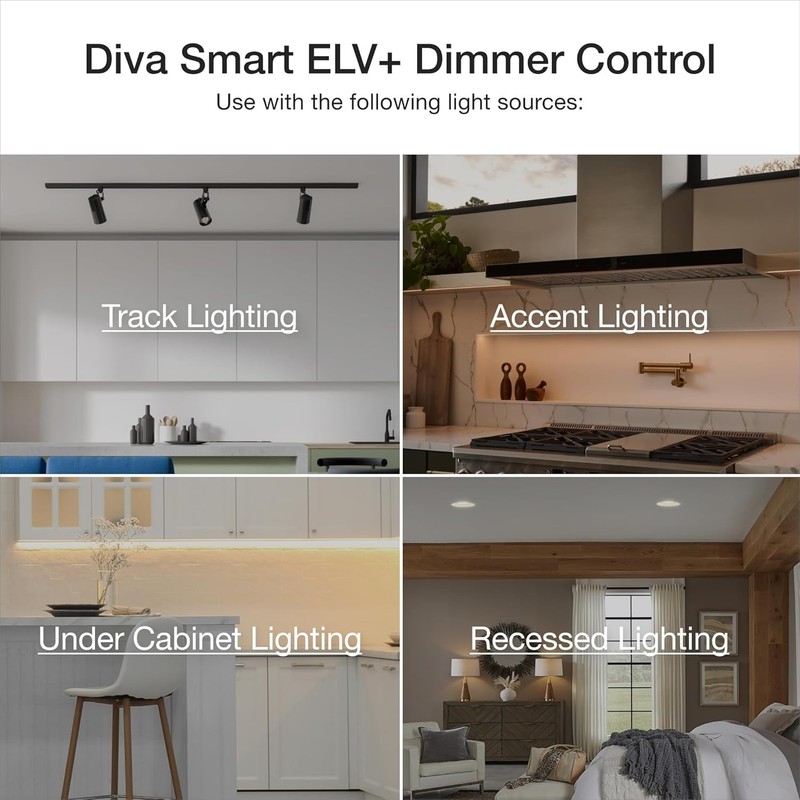 Diva Smart Dimmer Switch ELV+ for Caseta Lighting, 250-Watt LED, Neutral Requ... gallery