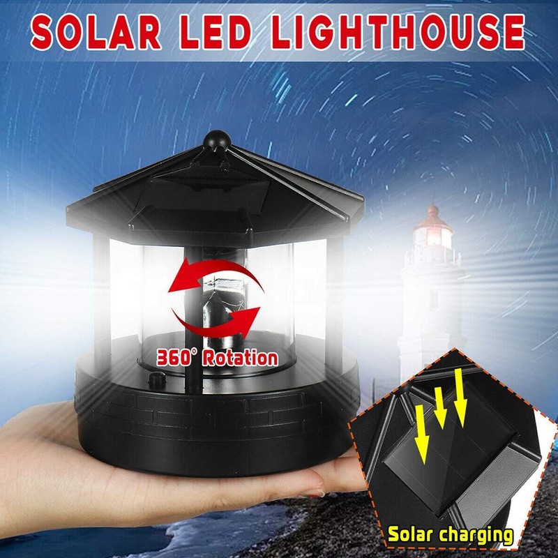 Solar Lighthouse with 360° Rotating Beacon, Waterproof Light Houses Lamp Outd... gallery