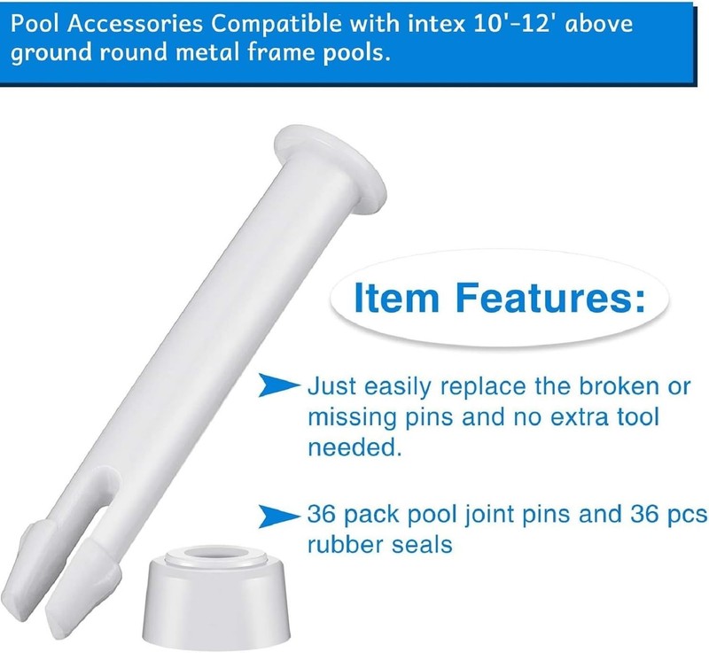 Replacement Pool Clip Set: 36 Pcs 2.16 Inch Joint Pins & Seals for Intex Pools gallery