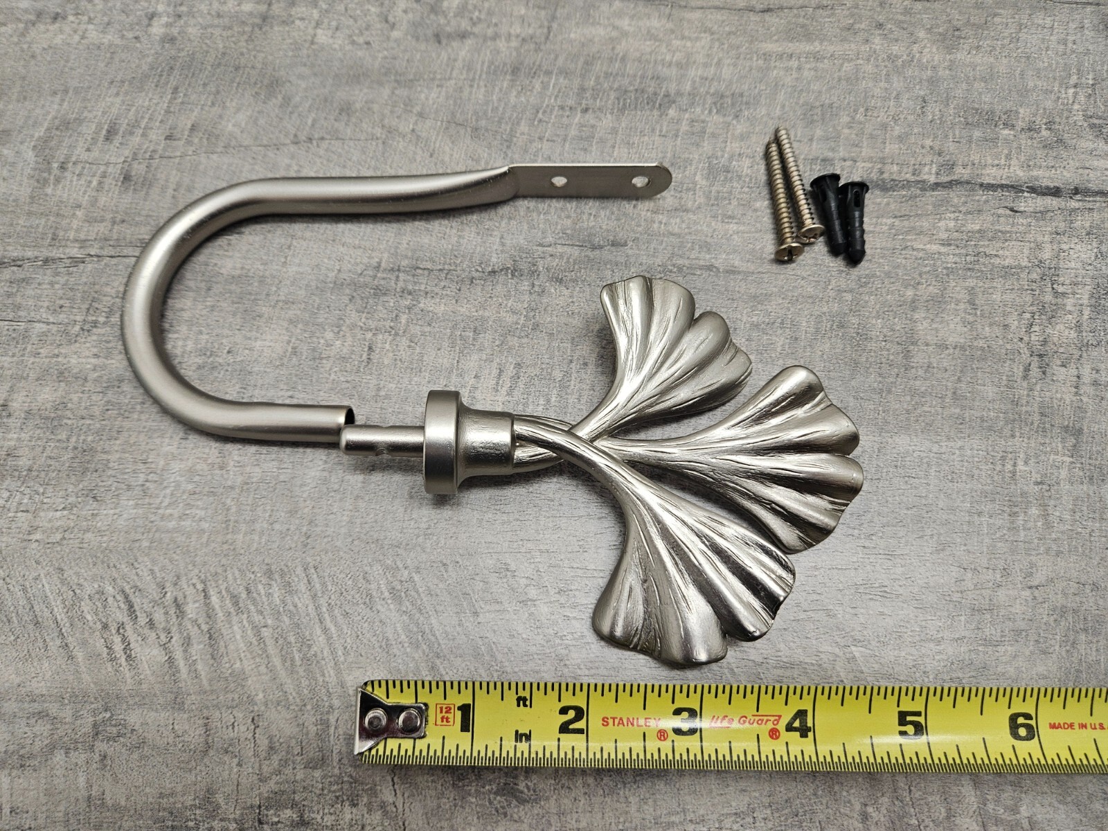 ROD DESYNE FORTUNE SINGLE CURTAIN TIE BACK GINKO LEAF NICKEL SILVER METAL NEW gallery