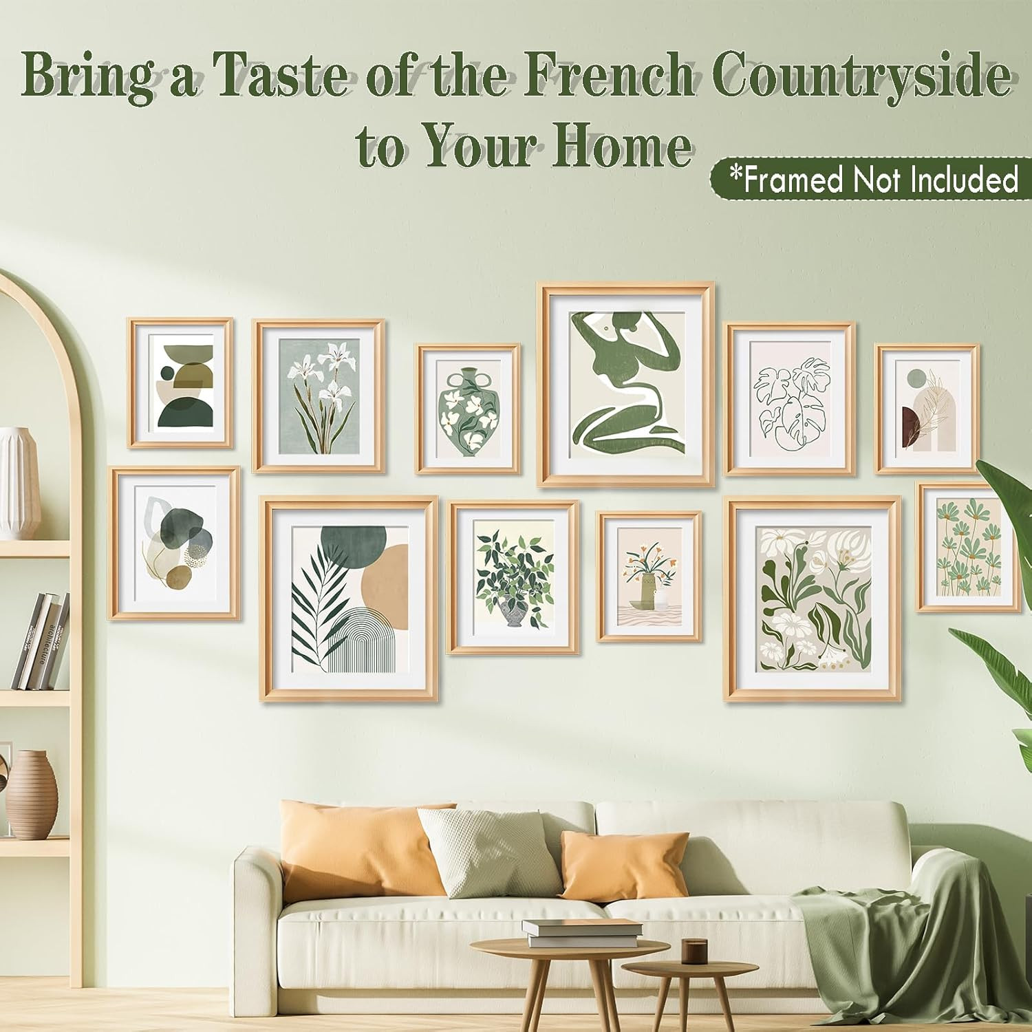 12 Pcs Sage Green Eclectic Wall Art Prints Decor -Abstract Herbaceous Flowers Pl gallery
