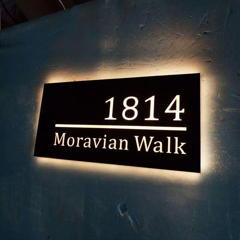 Personalized Modern LED Address Sign Custom House Number Plaque gallery