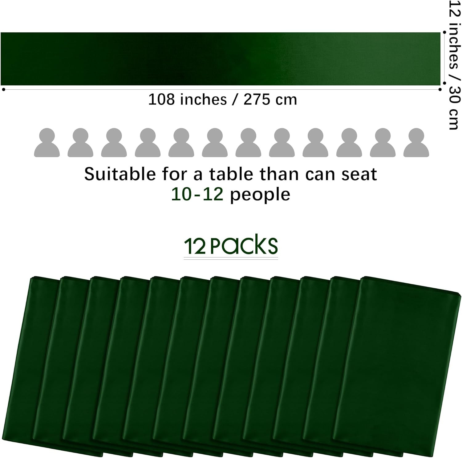 12 Pack Satin Table Runner 12 X 108 Inch Forest Green Long Wedding Satin Silk Ta gallery