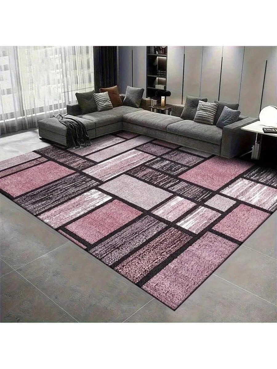 Velvet Cushion Modern Geometric Pattern Pink Gray Black Washable gallery