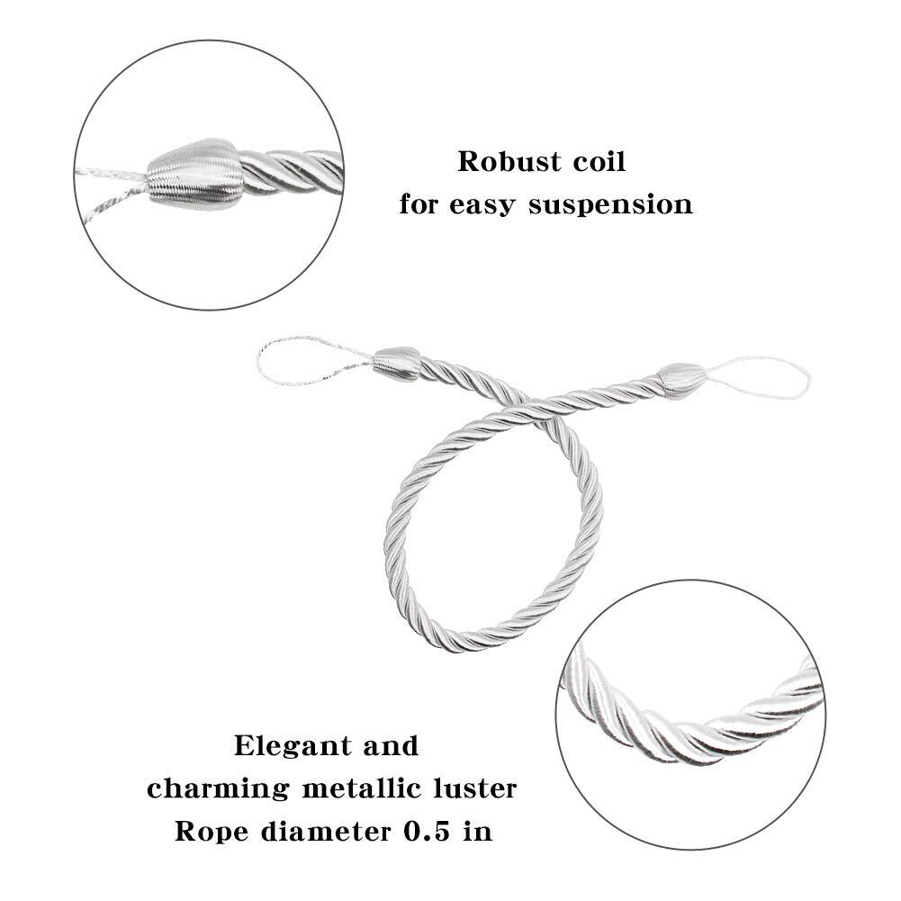 Curtain Ropes, Curtain Handmade Holdbacks with 2 Metal Screw Hooks White 2 Pack gallery
