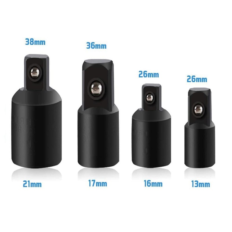 7pc Impact Socket Adapter Reducer Set Power Drill Hex Shank 1/4 3/8 1/2 Drivers gallery
