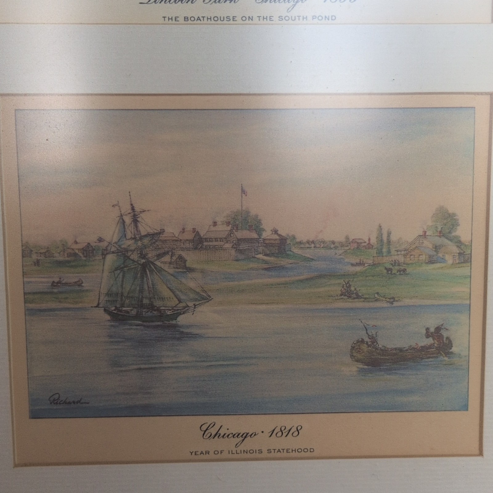 Framed Chicago Landscape Prints Set 1899 Lincoln Park & 1818 Vertical Paper gallery