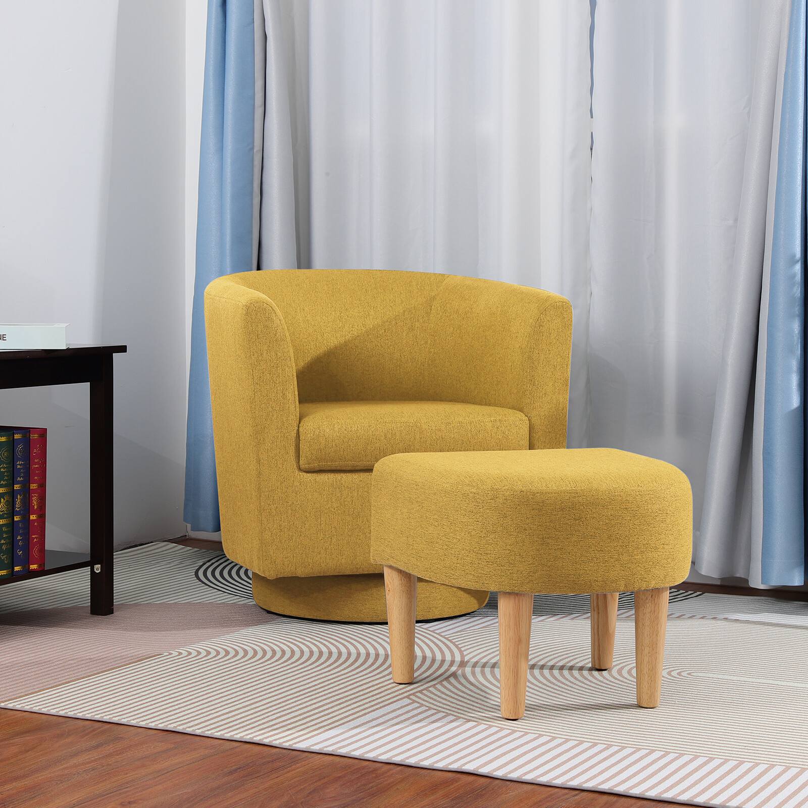 Modern 360° Swivel Accent Chair & Ottoman Barrel Design for Living Room Comforty gallery