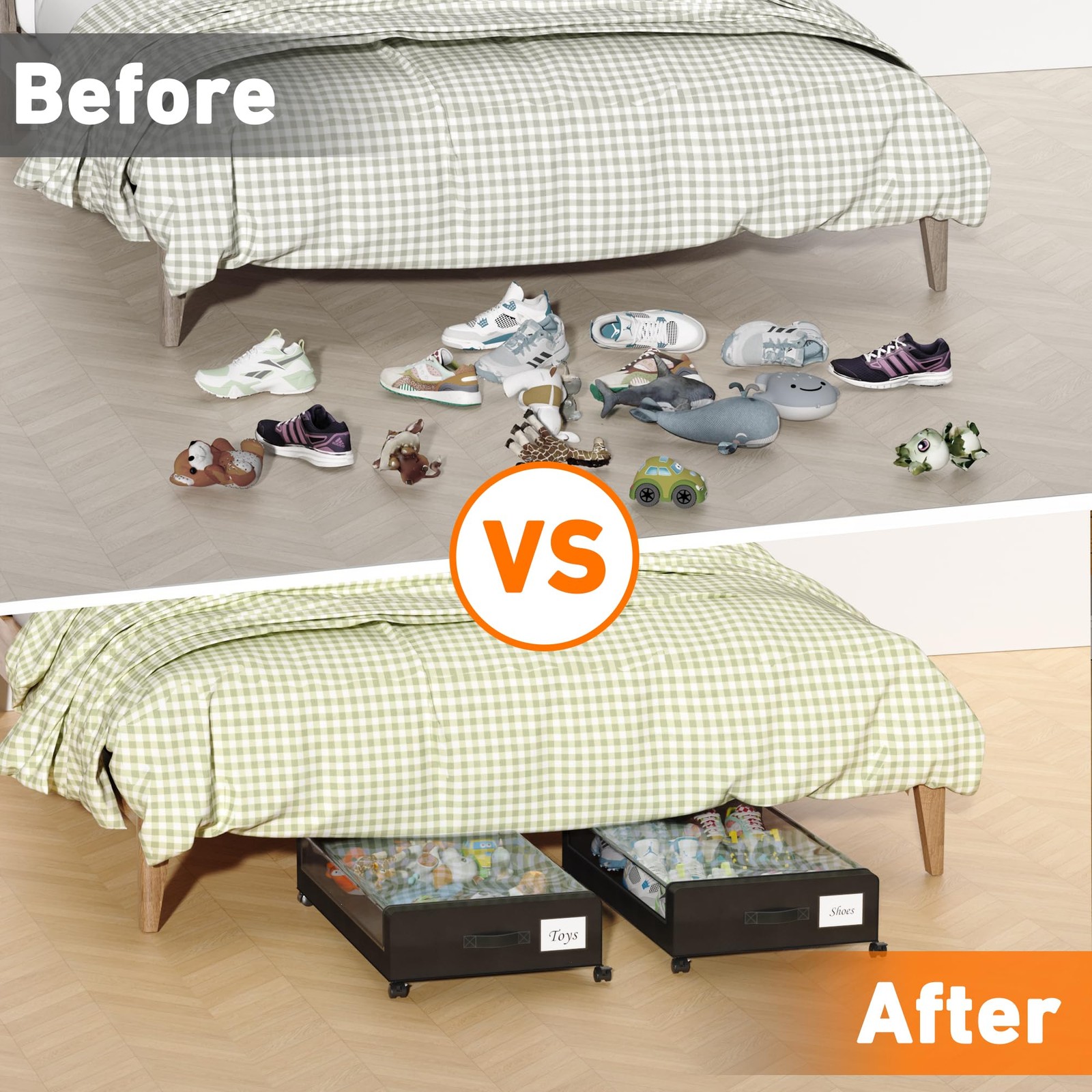 2 Pack Under Bed Storage with Wheels and Lids Storage Containers for Clothes gallery