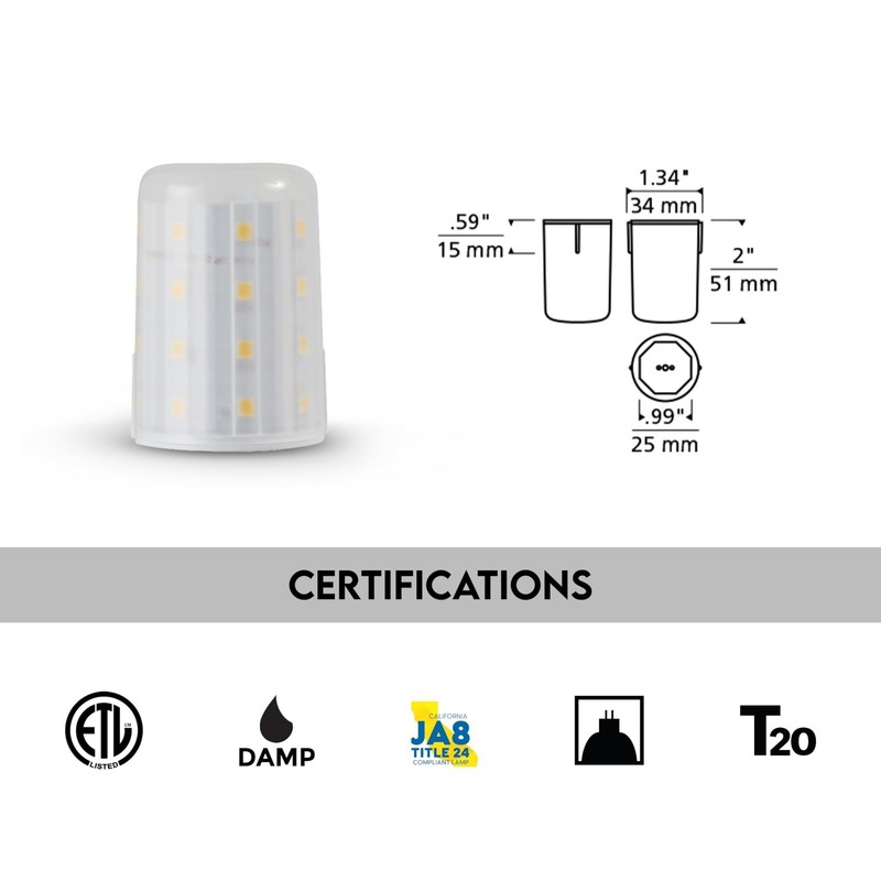 Tech Lighting LED Bi-Pin Module 3000K 550lm Dimmable GY 6.35 Short gallery
