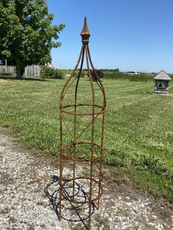 47" Rose Plant Support Garden Trellis Topiary, Round Wrought Iron Obelisk gallery