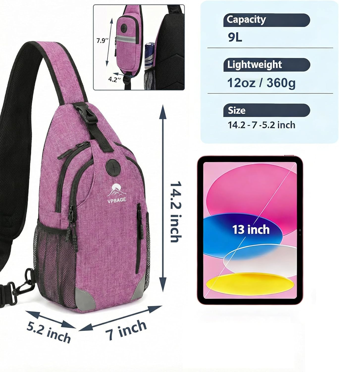 Structured Sling Backpack with Oversized Strap Pocket (Fits Power Bank) - Heavy 4