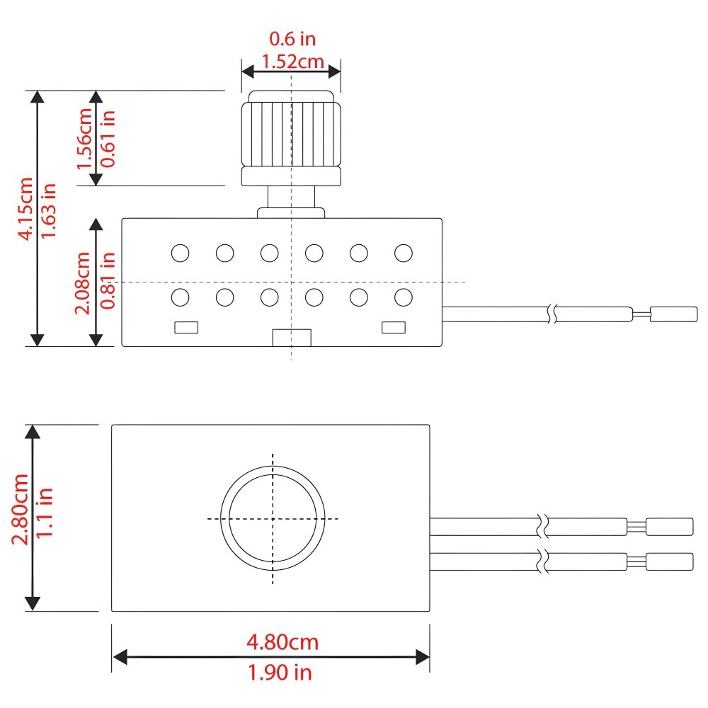 Zing Ear ZE-03A 2 Wire Inline Dial Rotary Light Dimmer Switch For Lamps 300W gallery