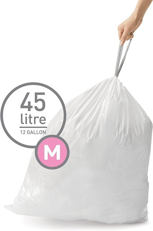 Simple Human Code M Custom Fit Drawstring Trash Bags, 20 Count- 4 Pack gallery