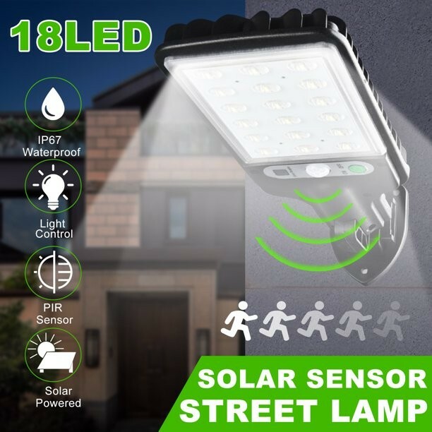 Solar Street Wall Light Outdoor, EEEkit 18 LED Solar Motion Sensor Light  gallery