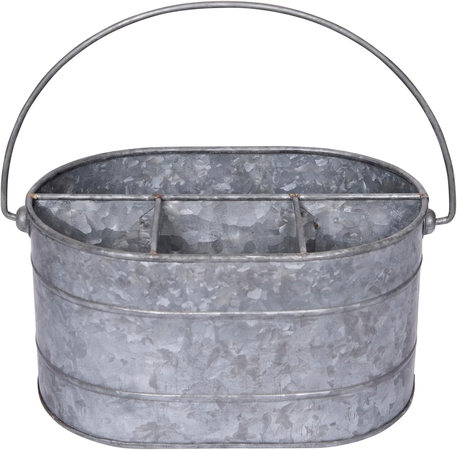Creative Co-op Farmhouse Galvanized Metal Storage Caddy with 4 Compartments and gallery
