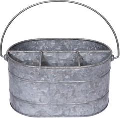 Creative Co-op Farmhouse Galvanized Metal Storage Caddy with 4 Compartments and